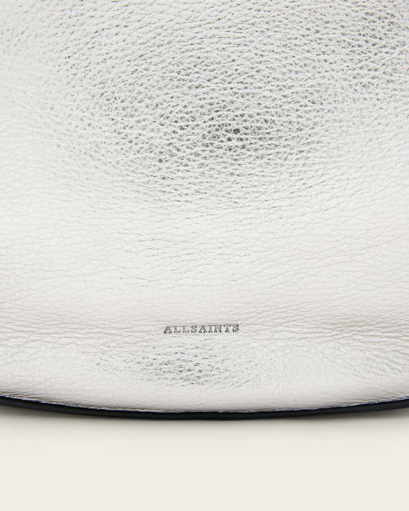 Half Moon Metallic Leather Crossbody Bag