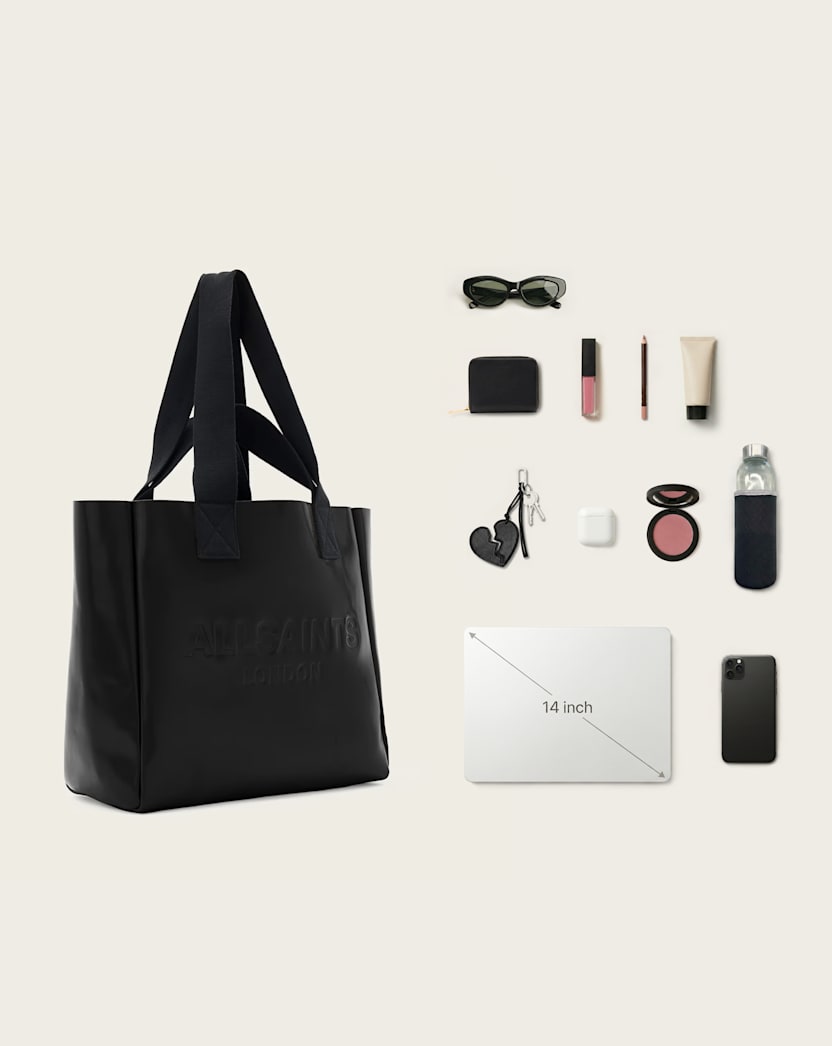Izzy Embossed Logo Leather Tote Bag