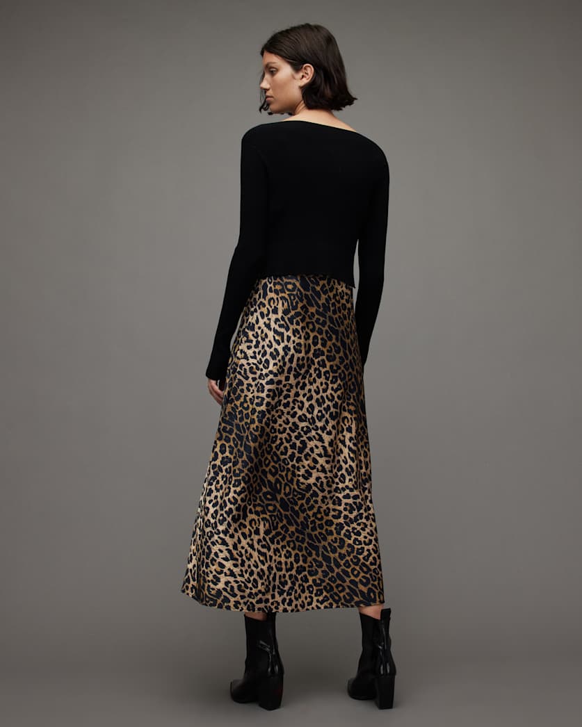 Hera Leopard Print 2-In-1 Midi Dress