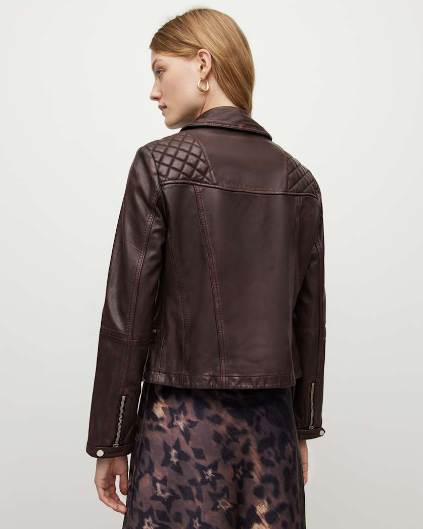 Cargo Distressed Leather Biker Jacket