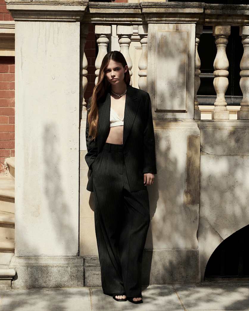 Averie Pinstriped Relaxed Fit Blazer