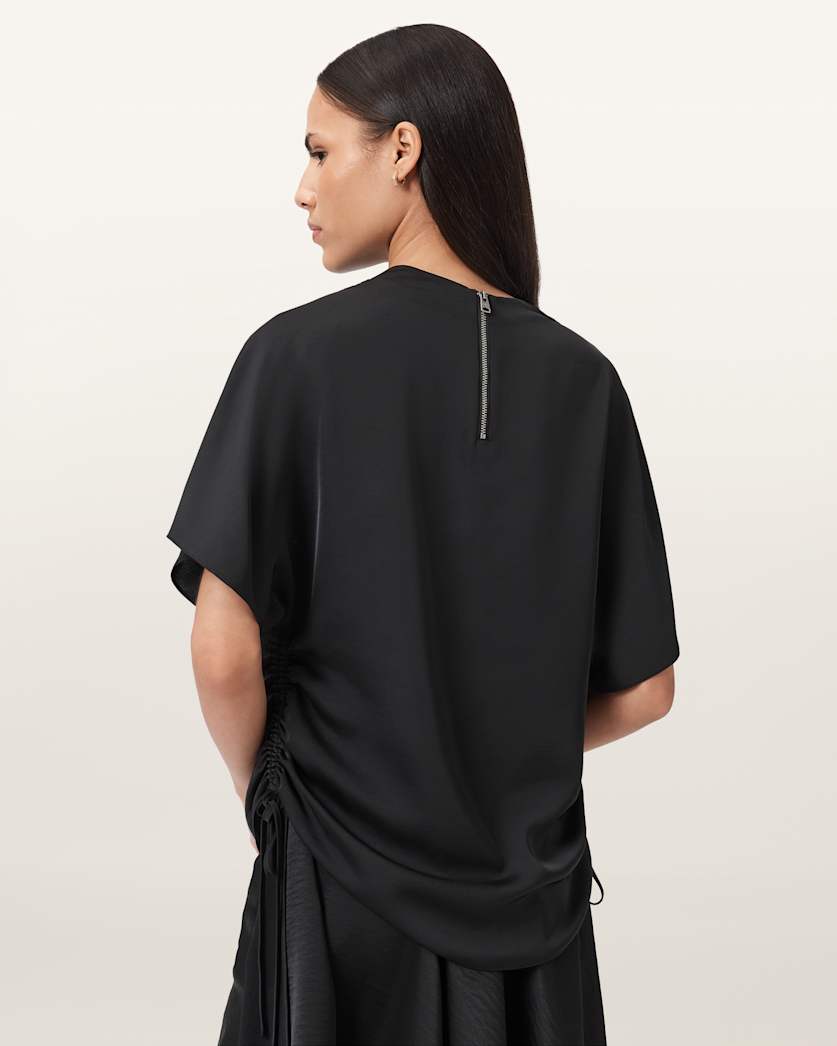 Leslie Satin Short Sleeve Top