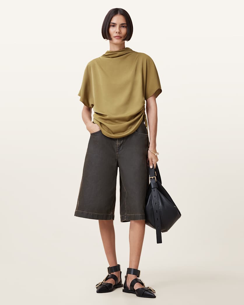 Leslie Satin Short Sleeve Top