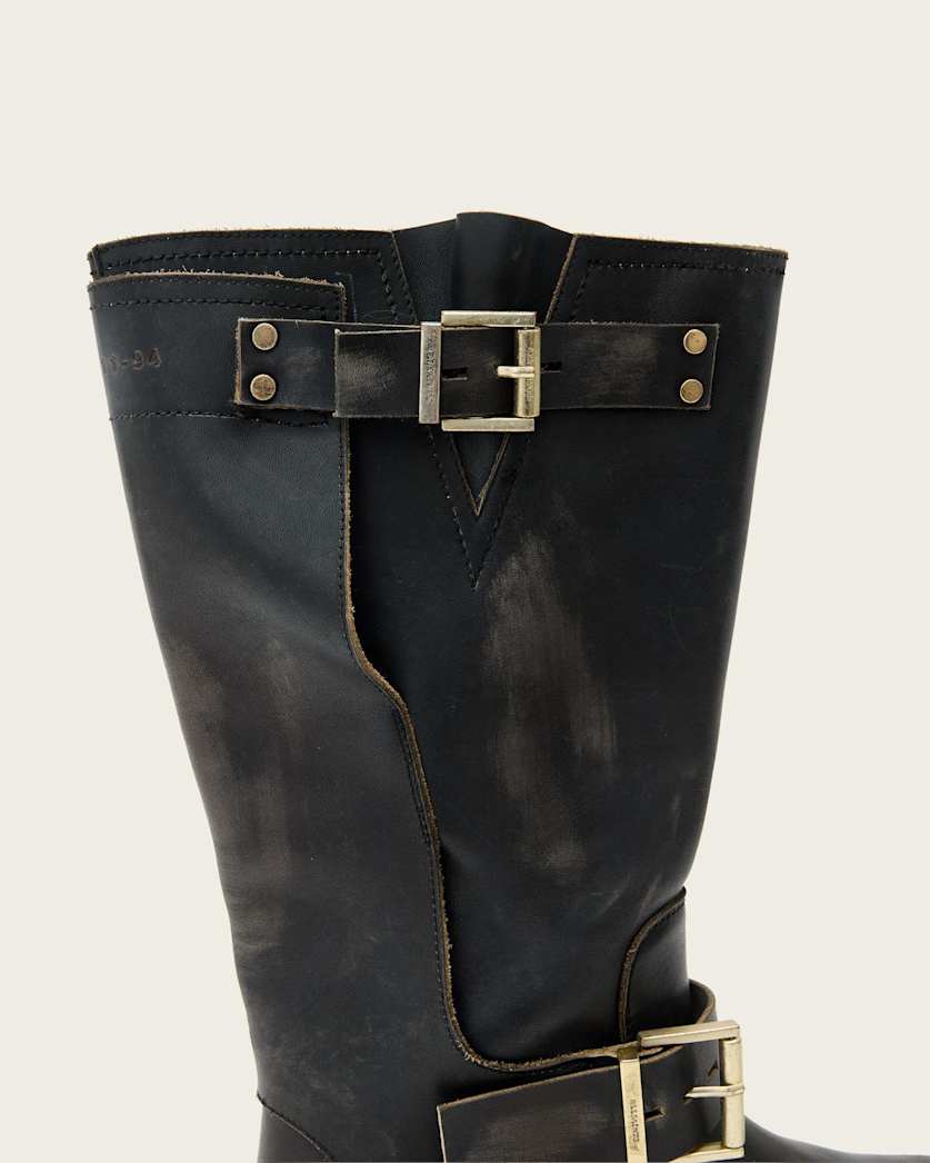 Tay Calf Length Leather Biker Boots