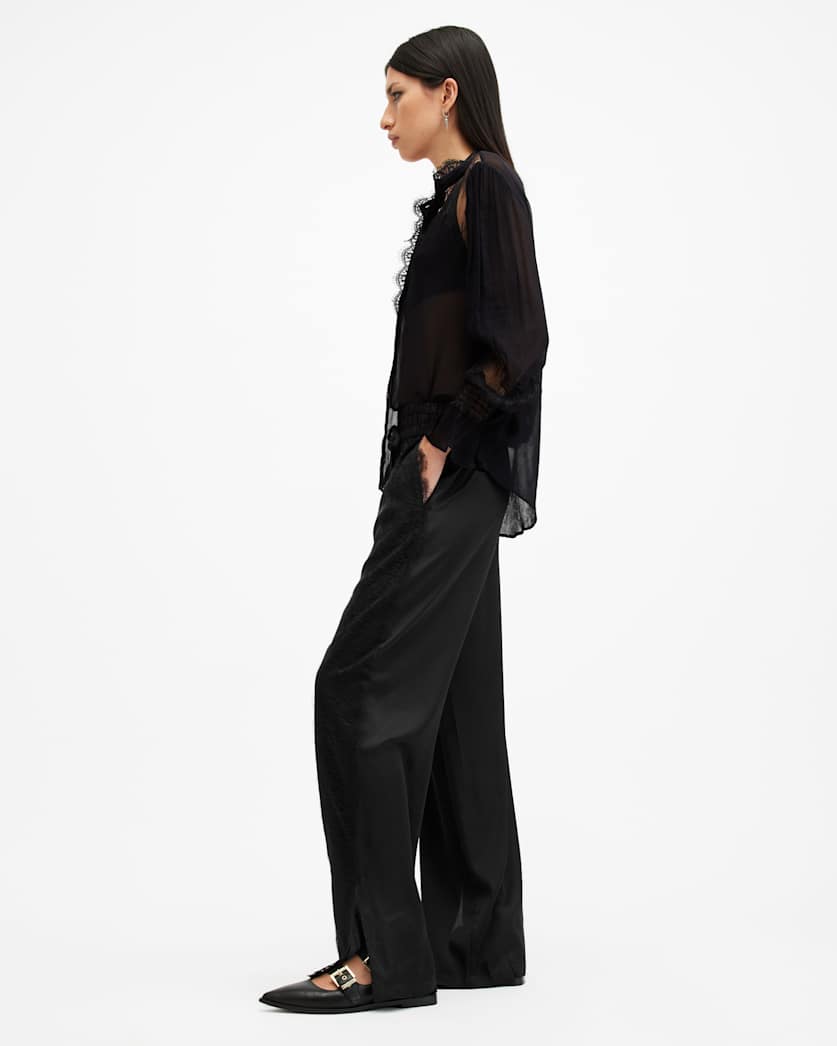 Tyler Wide Leg Lace Trim Trousers