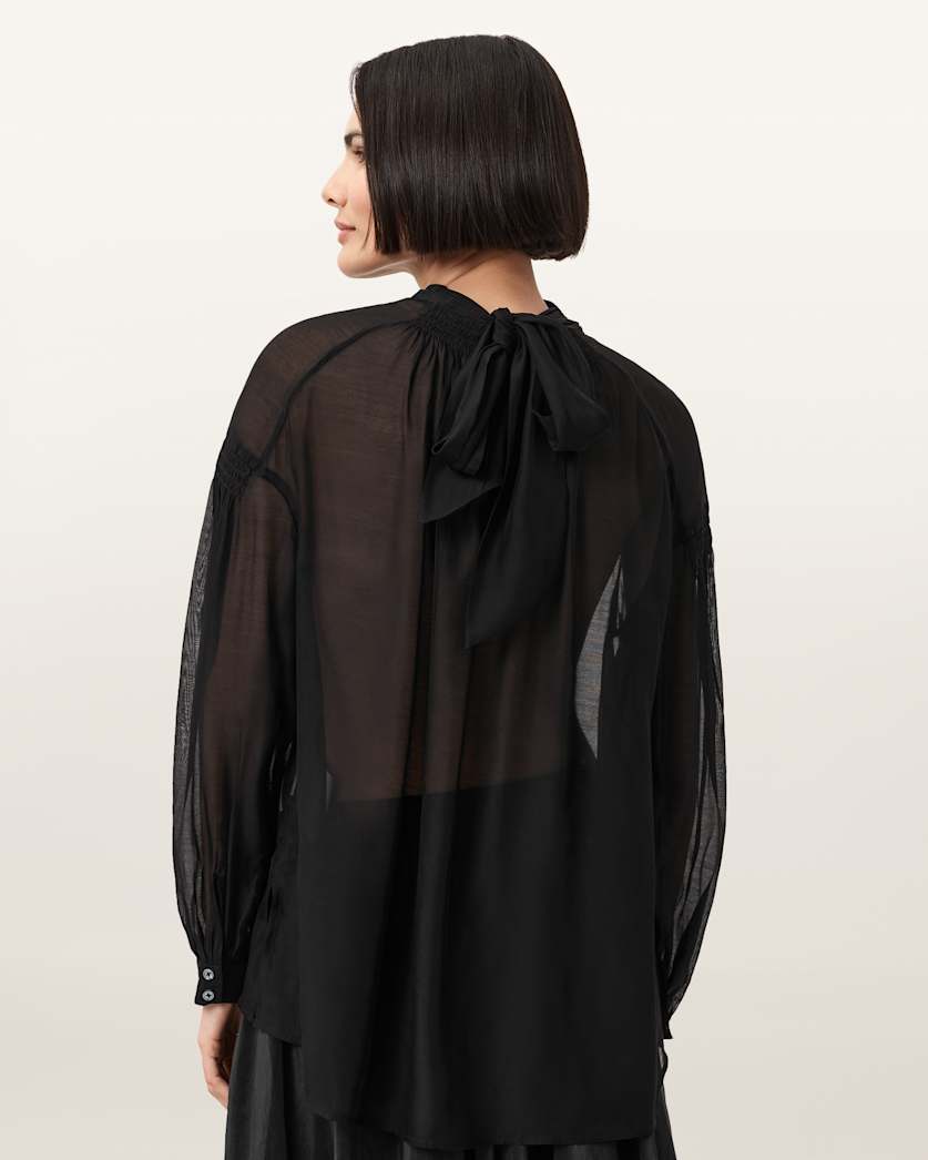 Pearla High Neck Sheer Top