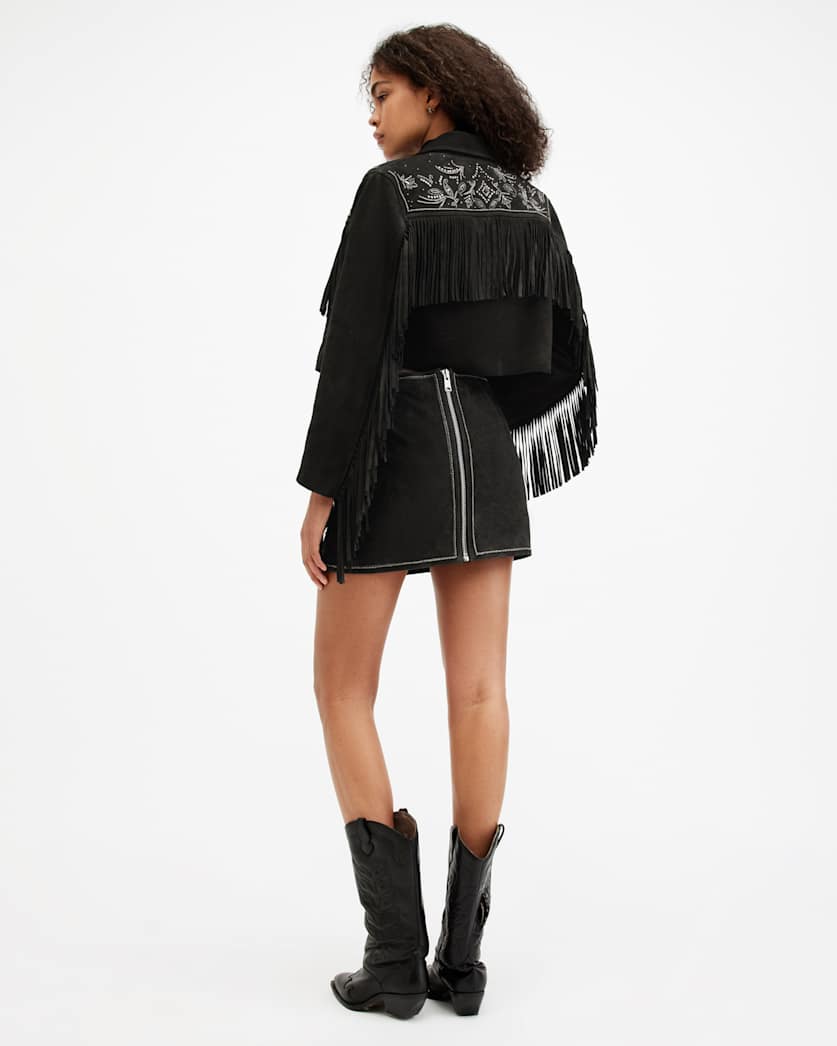 Shai Embellished Suede Mini Skirt