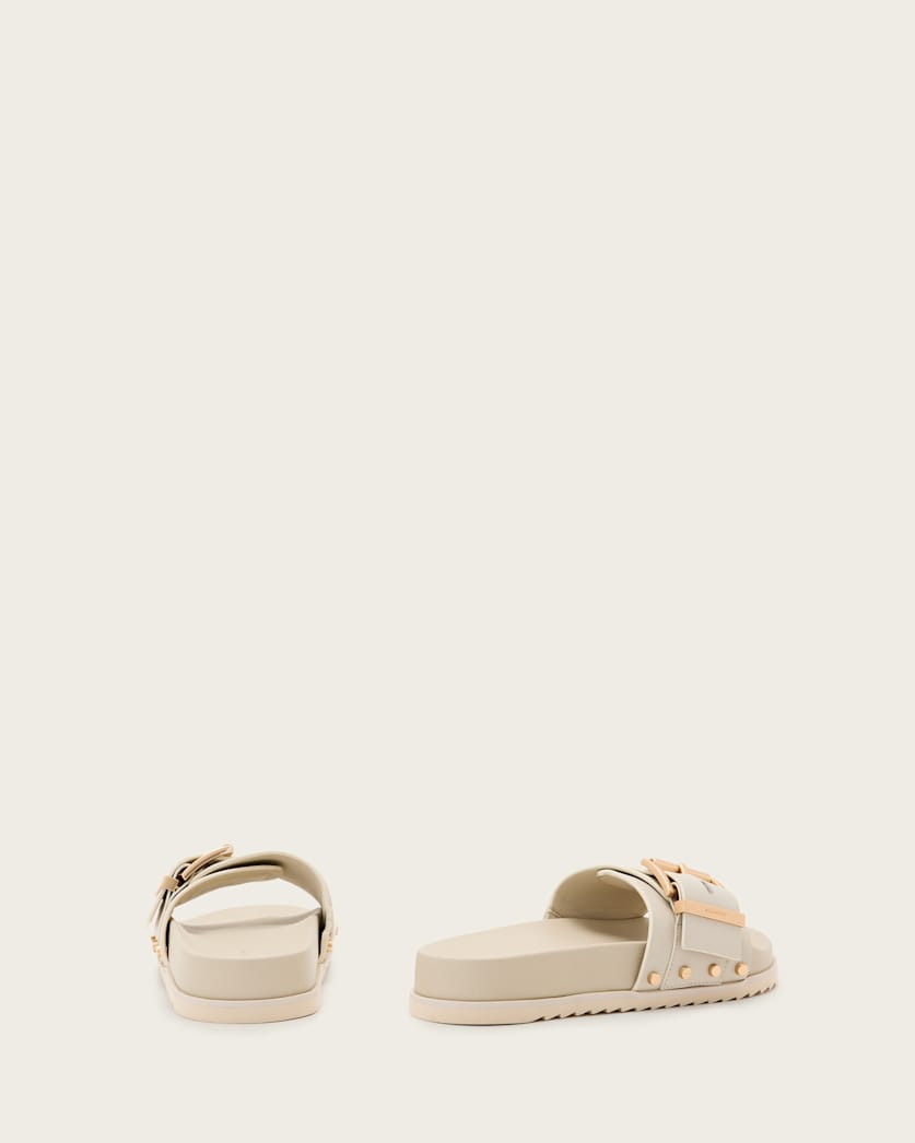 Ellie Studded Buckle Leather Sliders