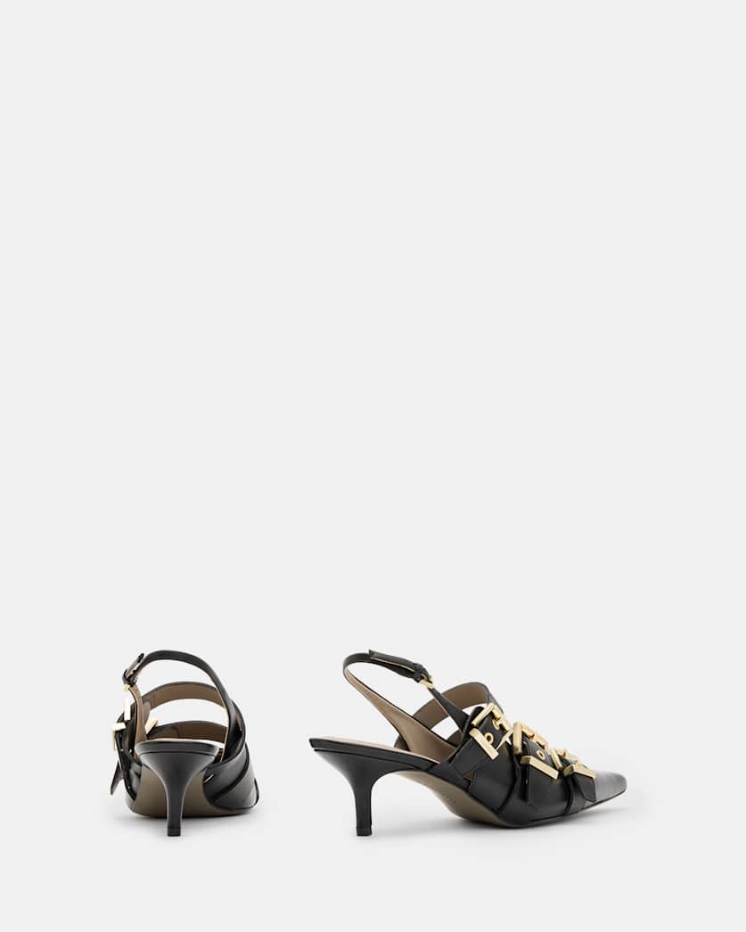Grace Leather Buckle Slingback Heels