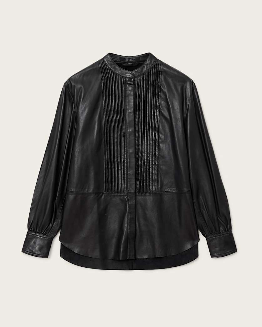 Sara Pleated Leather Shirt