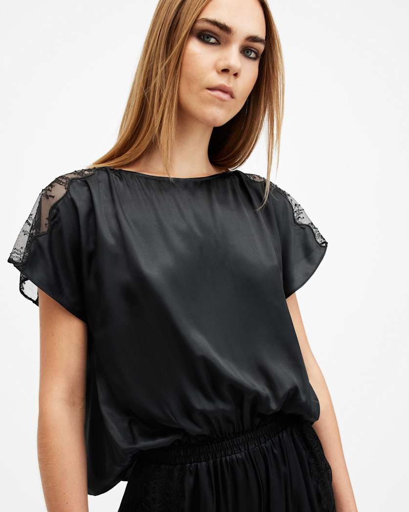 Mari Silk Blend Lace Trim Jumpsuit