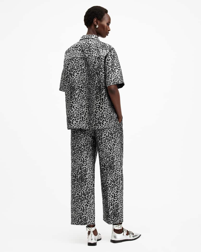 Jemi Leopard Print Metallic Trousers