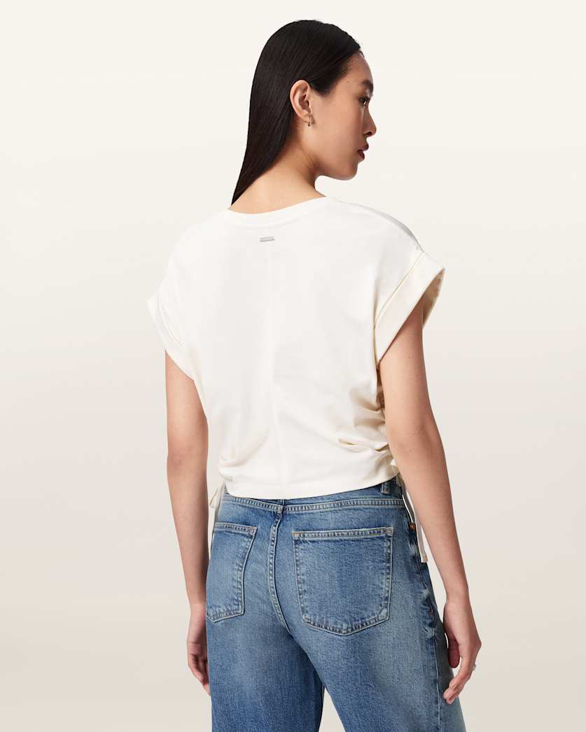 Mira Cropped Satin Drawcord T-Shirt
