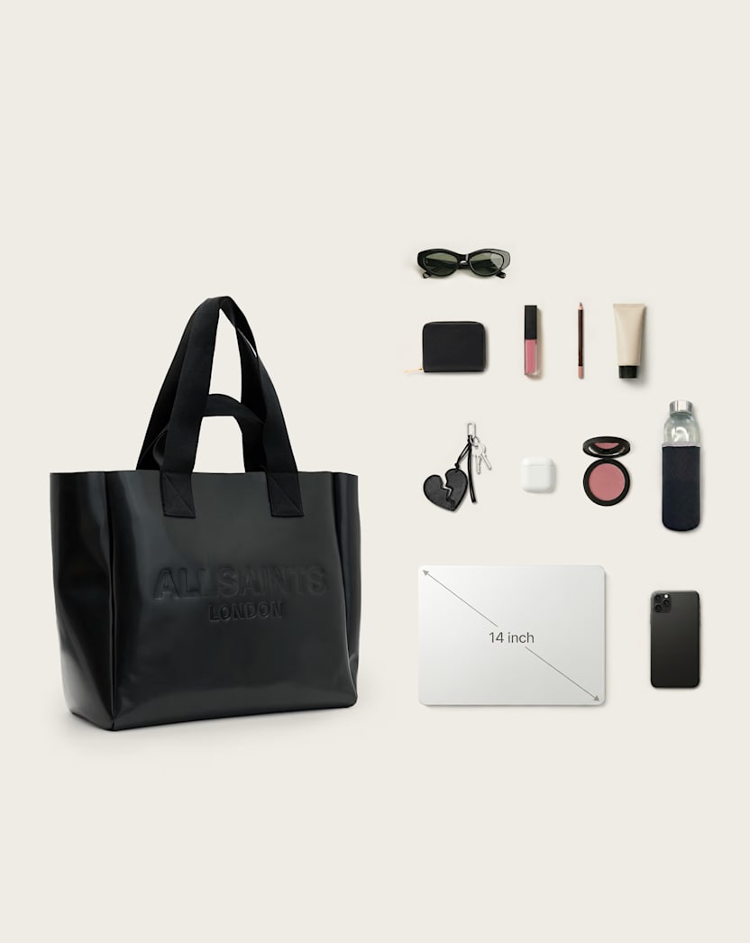 Izzy Embossed Logo Leather Tote Bag