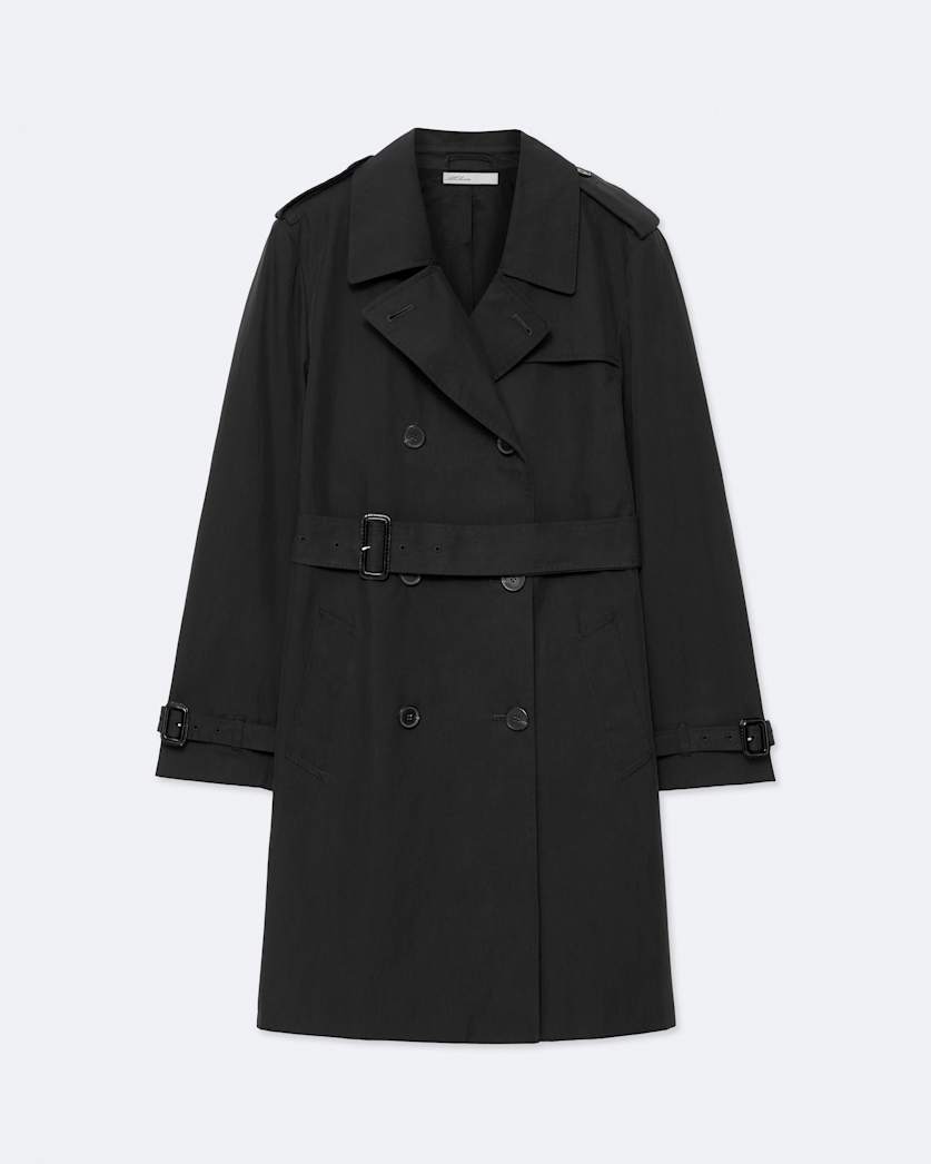 Double-breasted cotton trench coat