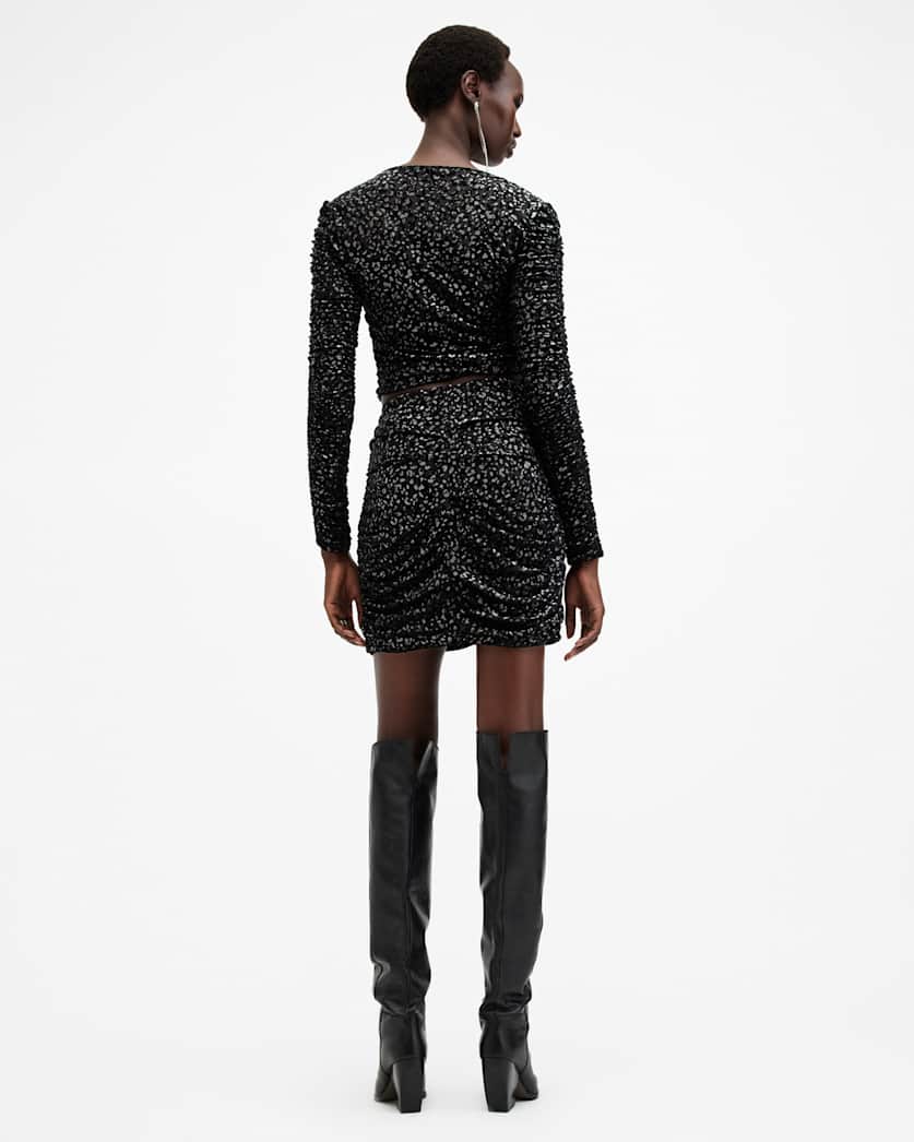 Eris Metallic Leopard Print Mini Skirt