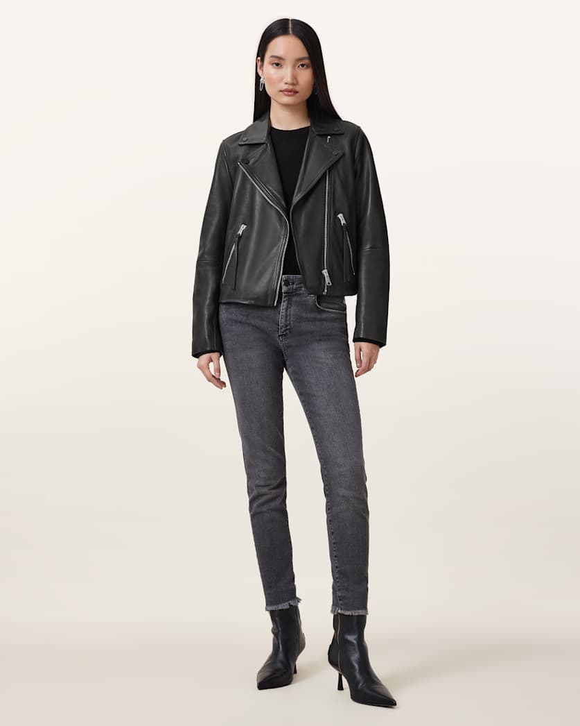 Dalby Slim Fit Leather Biker Jacket