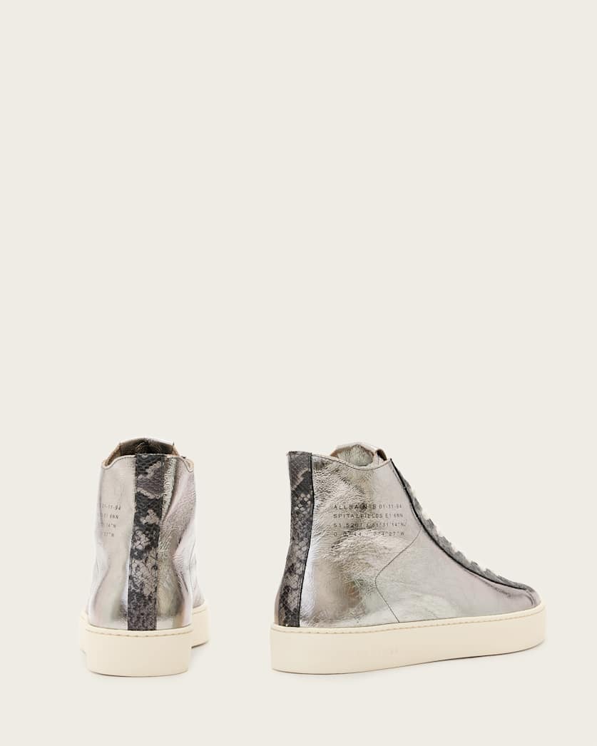 Tana Metallic Leather High Top Trainers