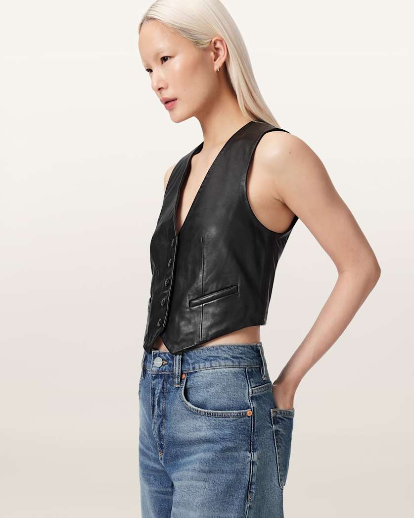 Arla Lea Leather Waistcoat