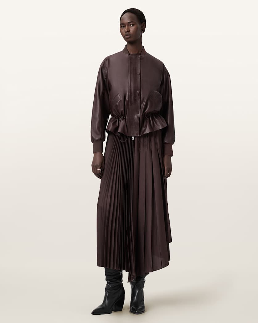 Sofi Drawstring Leather Bomber Jacket