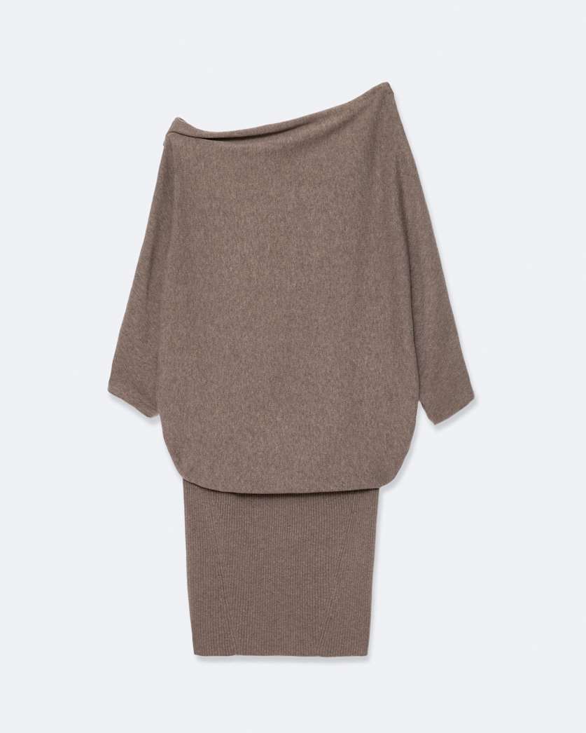 Ellie Asymmetric Knitted Cotton Mini Dress