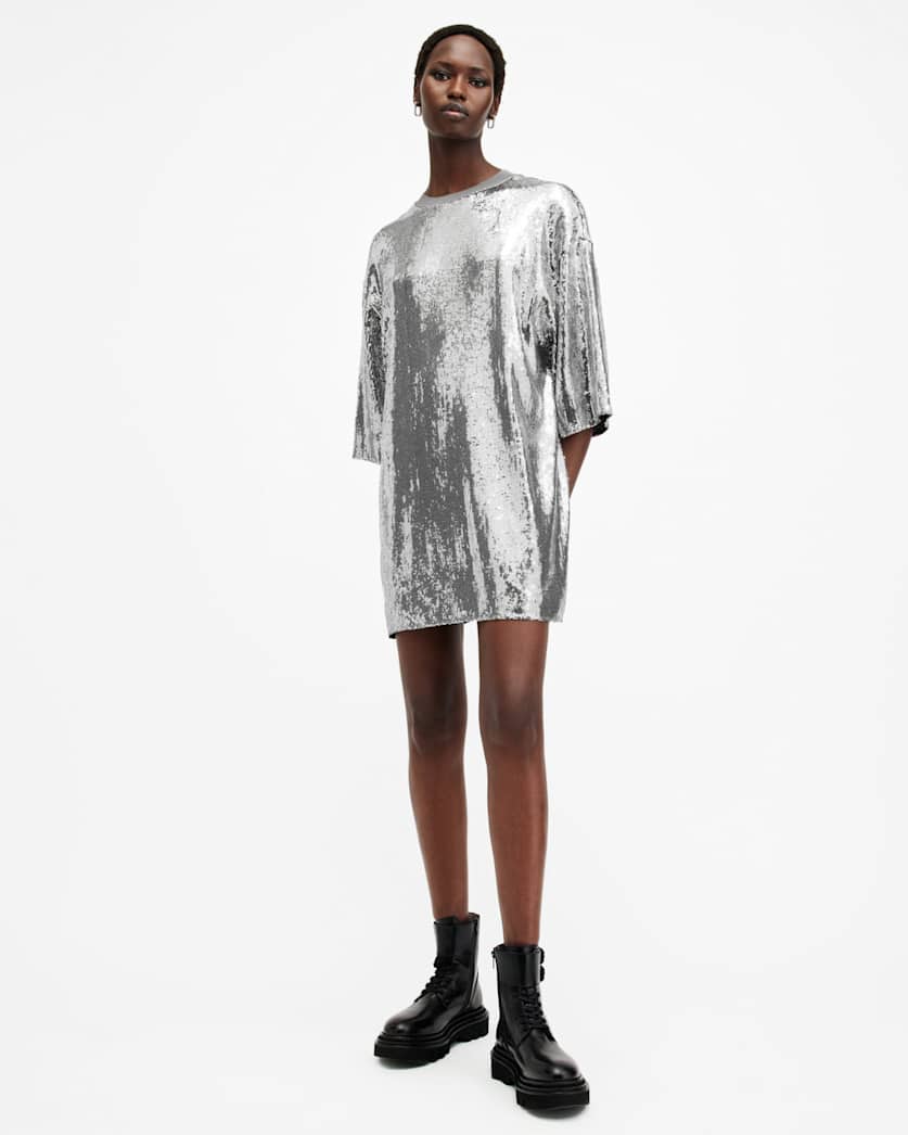 Opal Sequin T-Shirt Mini Logo Dress
