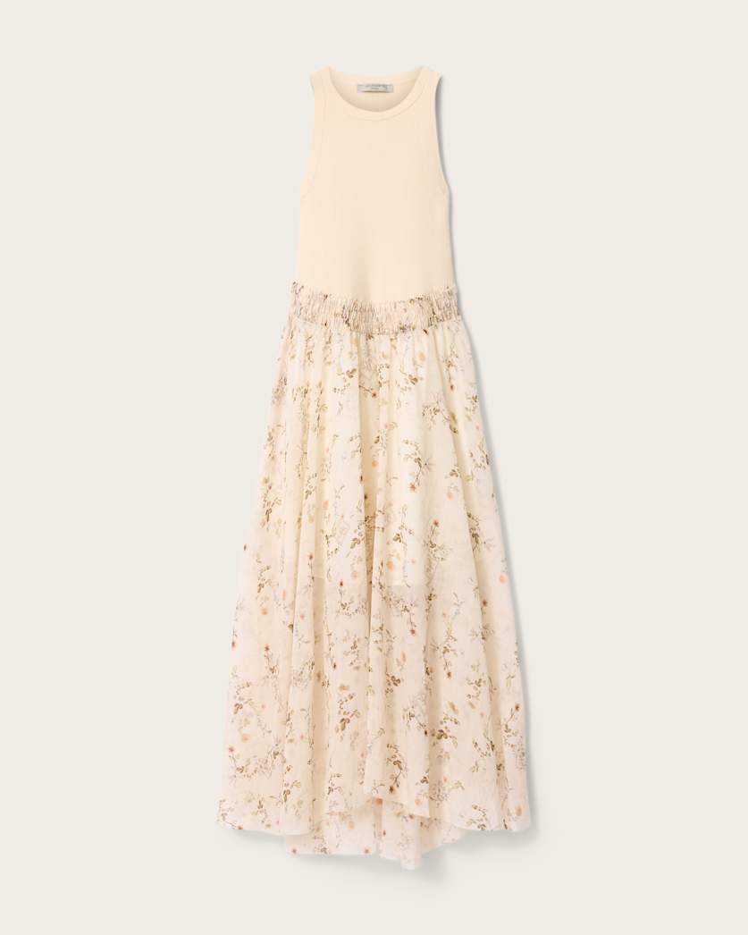 Zenia Sleeveless Knit Woven Midi Dress