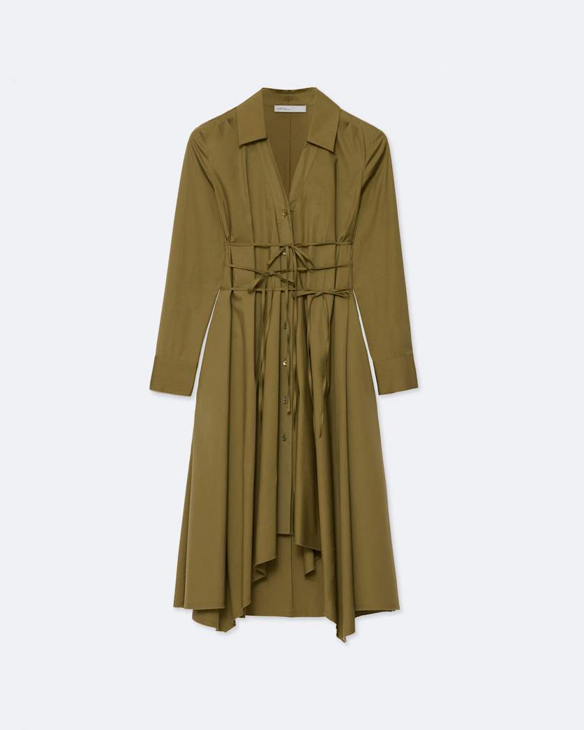 Marley asymmetric cotton poplin shirt dress