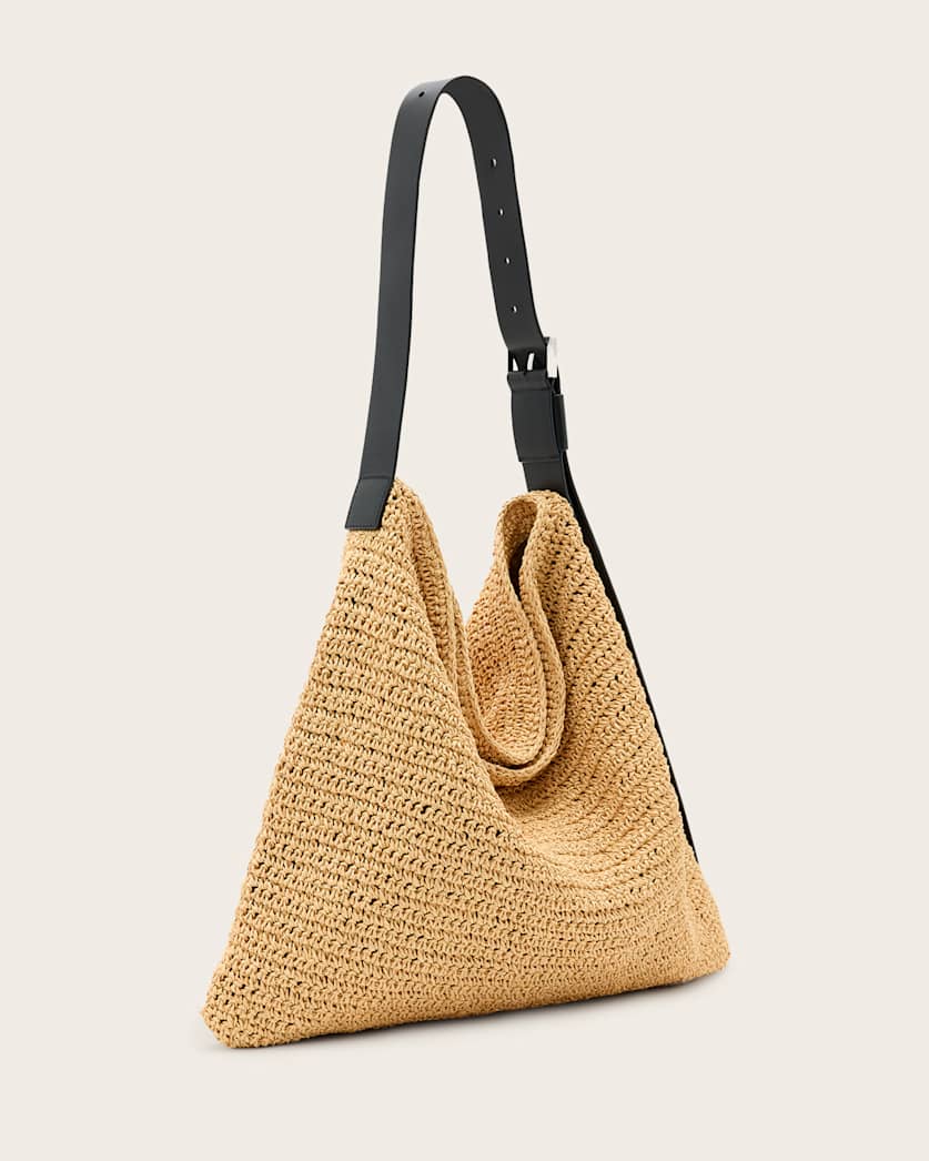 Asha Woven Straw Hobo Shoulder Bag