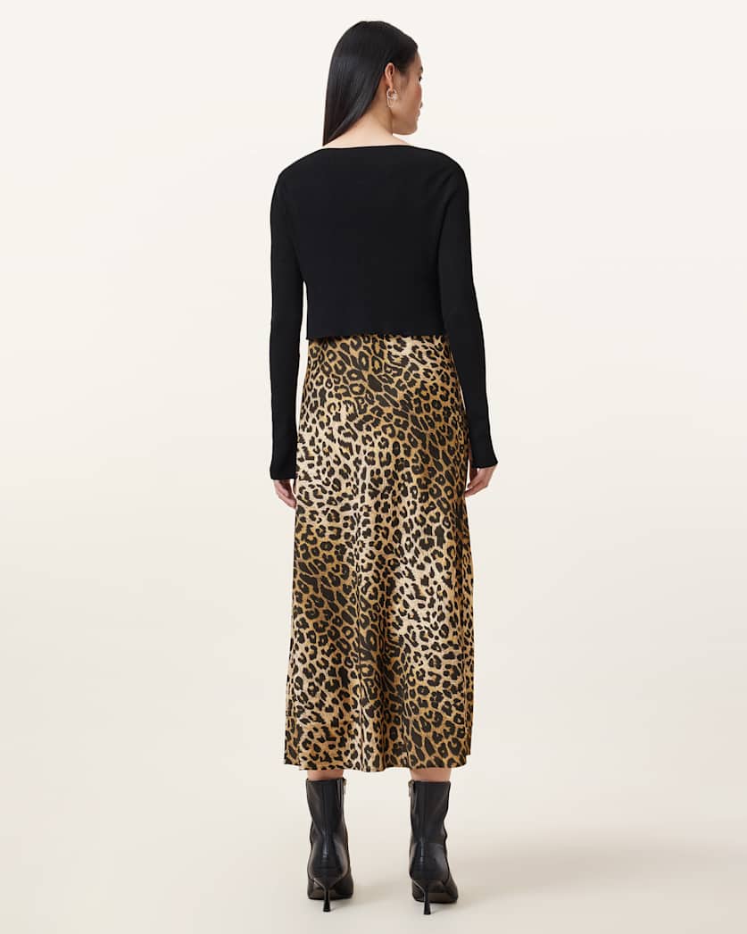Hera Leopard Print 2-In-1 Midi Dress