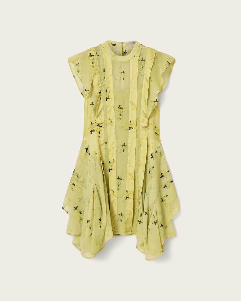 Fleur Printed Asymmetric Mini Dress