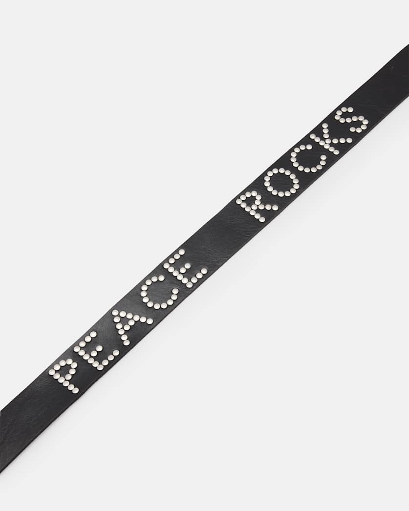 Peace Rocks Studded Leather Belt