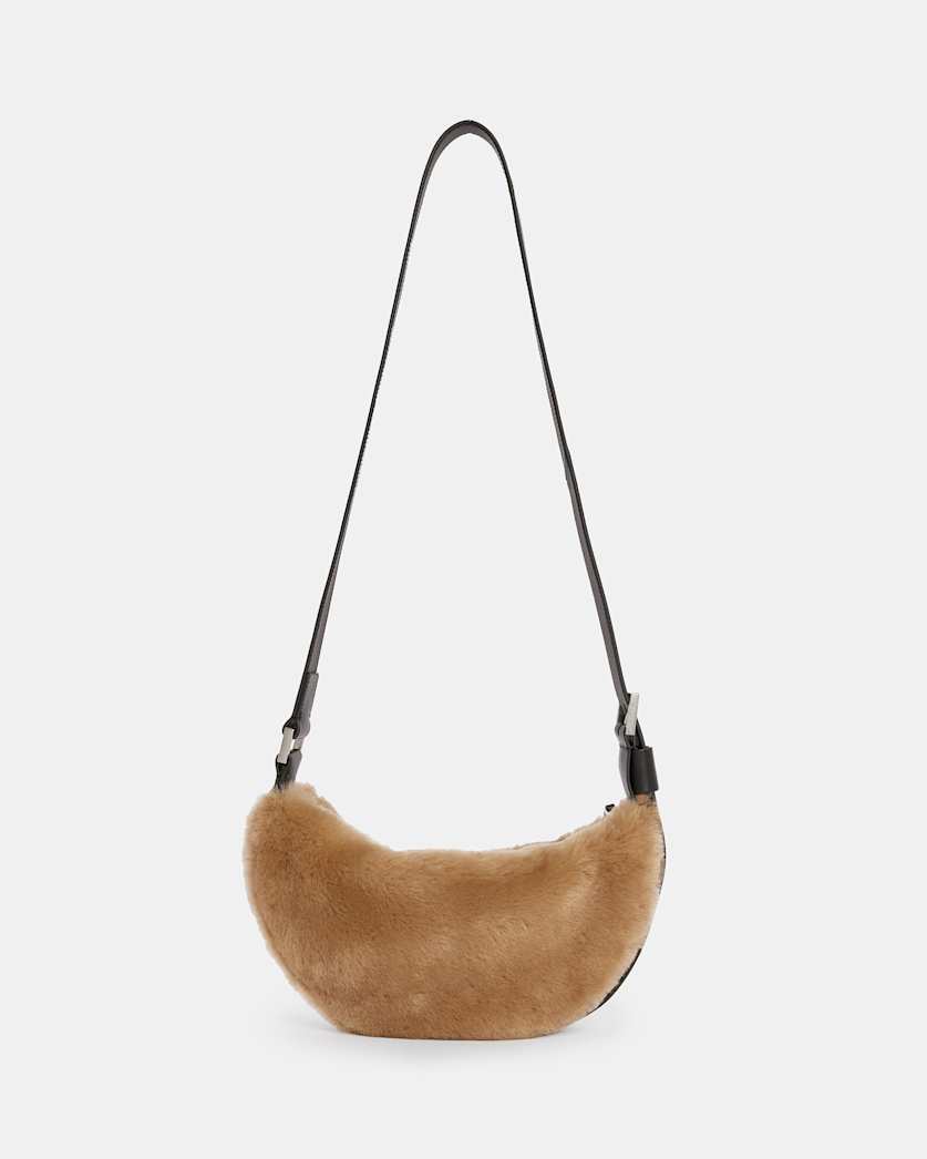 Half Moon Shearling Crossbody Bag