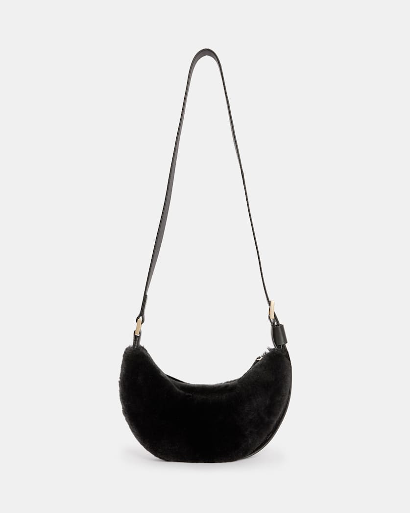 Half Moon Shearling Crossbody Bag