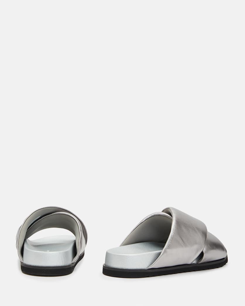 Saki Metallic Leather Crossover Sandals
