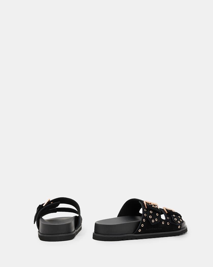 Khai Two Strap Suede Eyelet Sandals