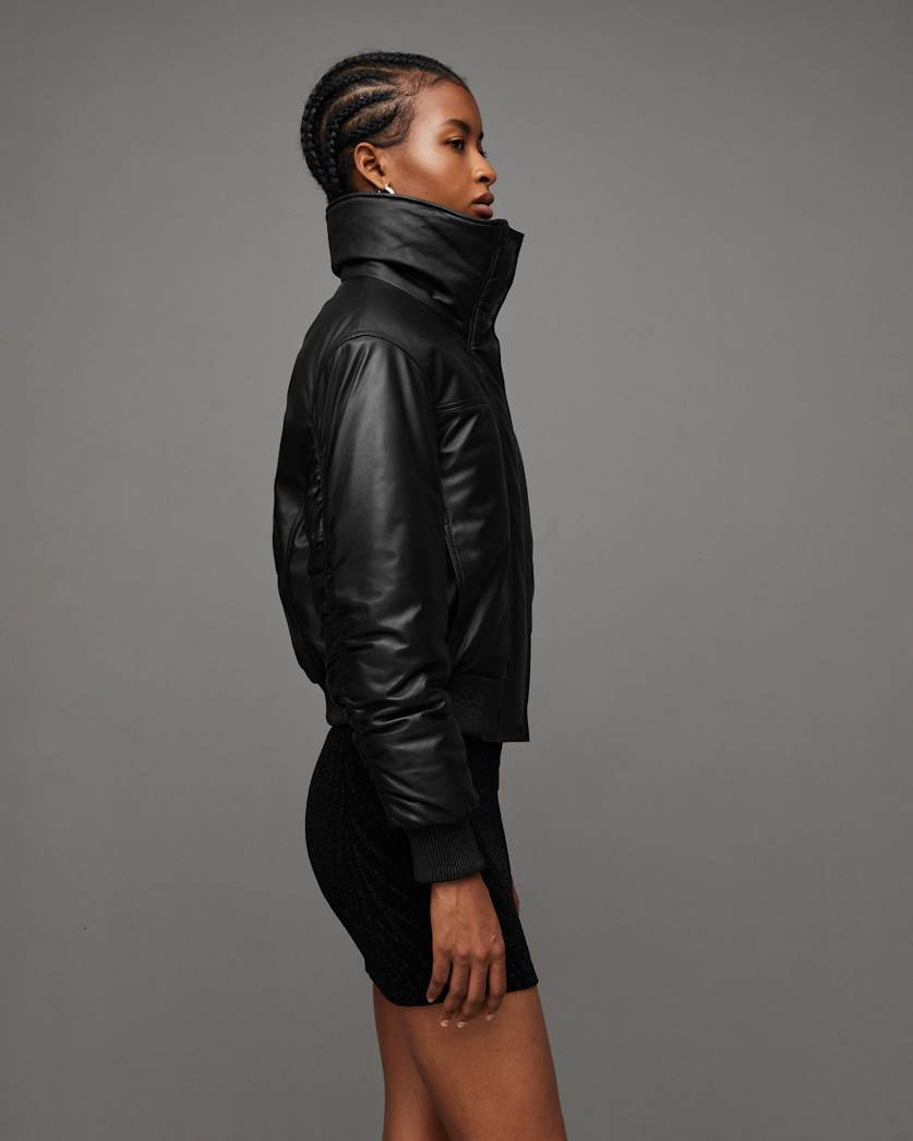 Sloane Padded Leather Bomber Jacket