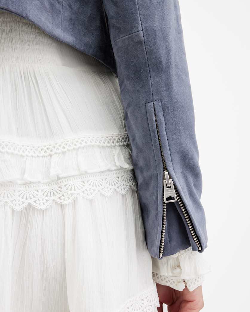 Dalby Slim Fit Cropped Leather Biker Jacket