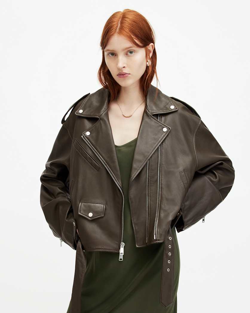 Dayle Oversized Leather Biker Jacket