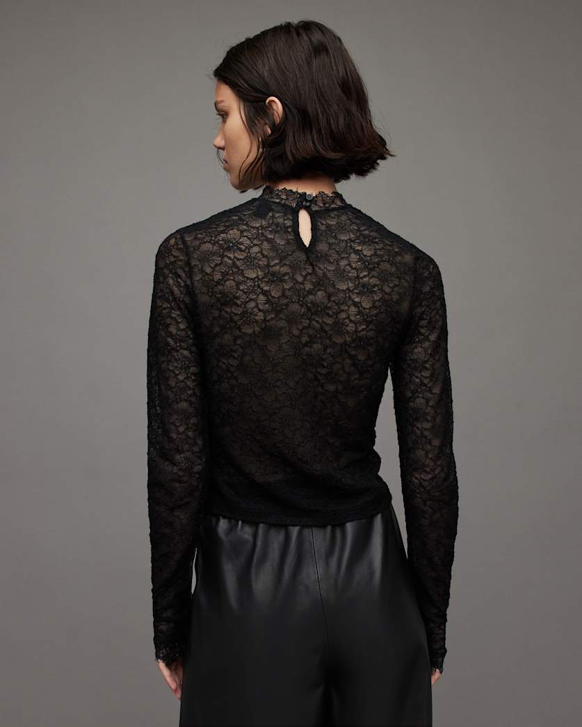Francesco Long Sleeve Sheer Lace Top