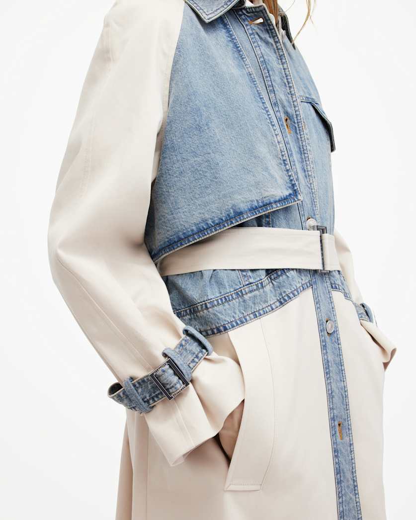 Dayly Denim Panelled Relaxed Trench Coat