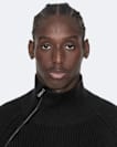 Zipped funnel-neck jumper