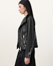 Ellis Leather Funnel Neck Biker Jacket