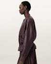 Sofi Drawstring Leather Bomber Jacket