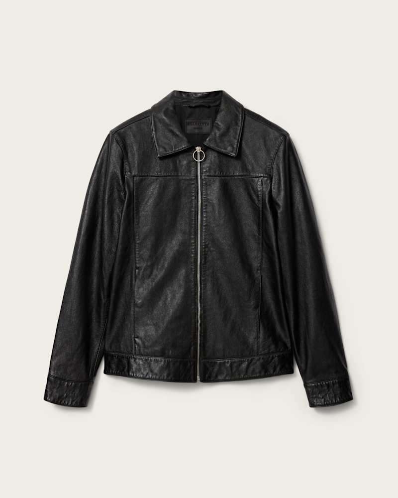 Alkan Zip Up Two Tone Leather Jacket 