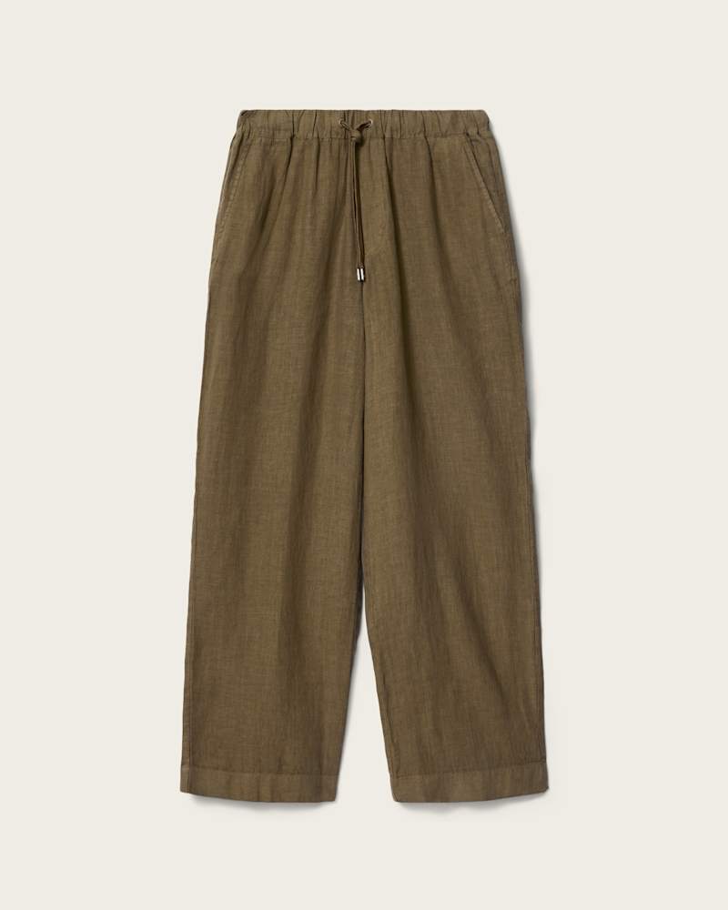 Sharp Straight Leg Linen Trousers