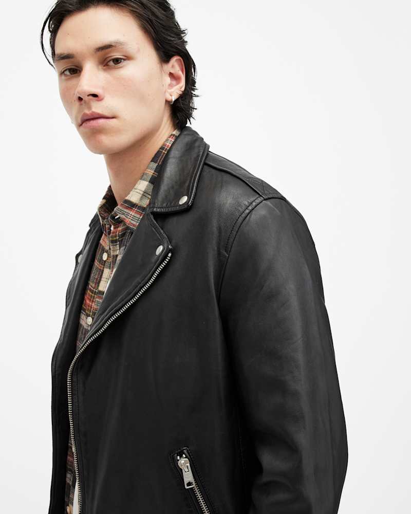 Milo Asymmetric Zip Leather Biker Jacket