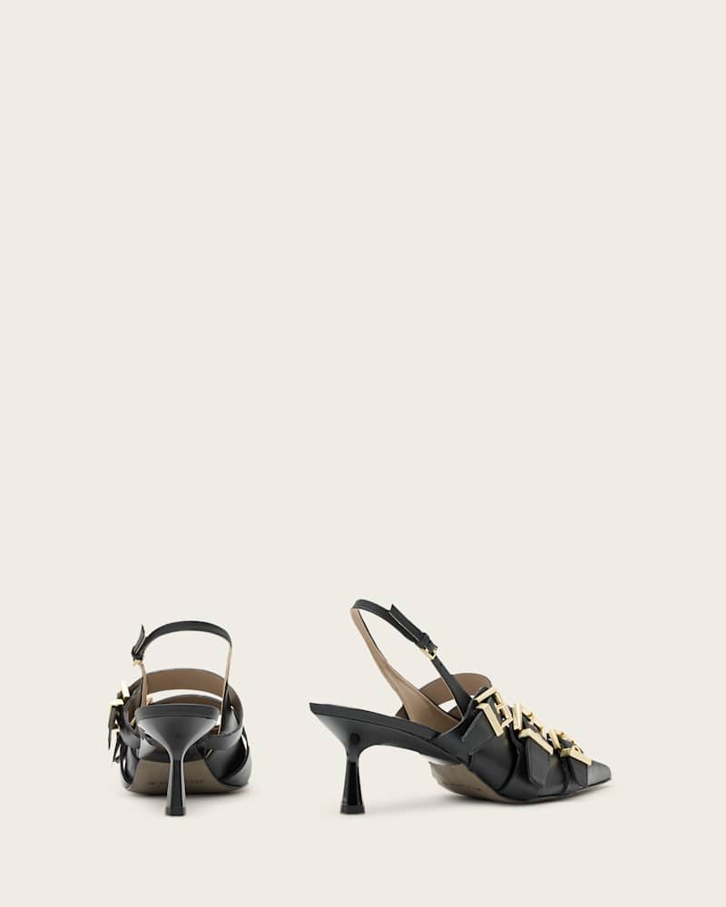 Vivian Leather Buckle Slingback Heels
