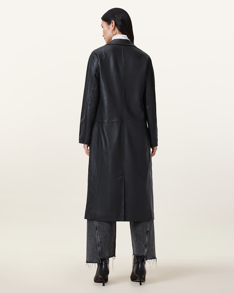 Aire Long Line Leather Coat