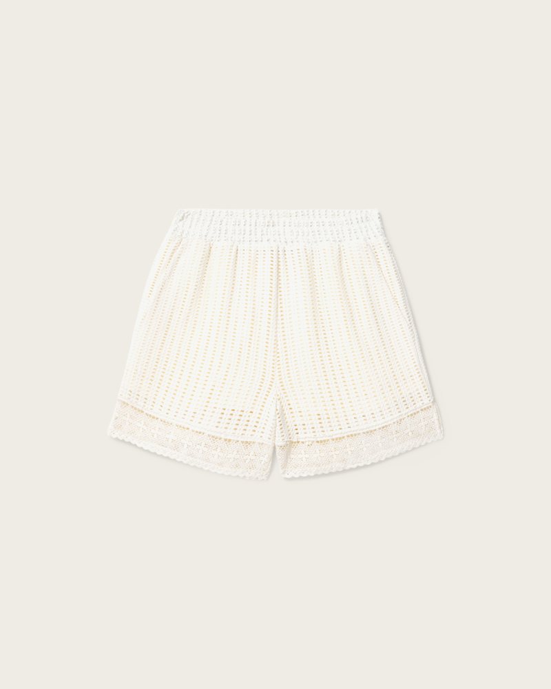 Elma Mid Rise Crochet Cotton Shorts